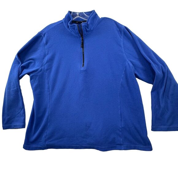 Lands End Womens Plus Size 1X 16W - 18W Blue 1/4 Zip Up Pullover Fleece Top - Picture 1 of 10